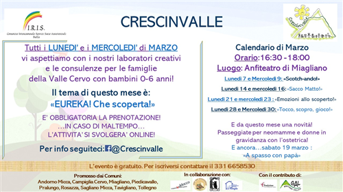 Progetto Crescinvalle: marzo e le nuovissime iniziative