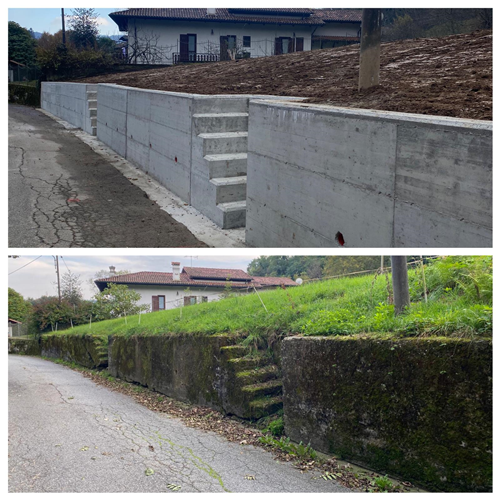 Reg. Pra' D'Aranco demolizione e rifacimento di muro di sostegno